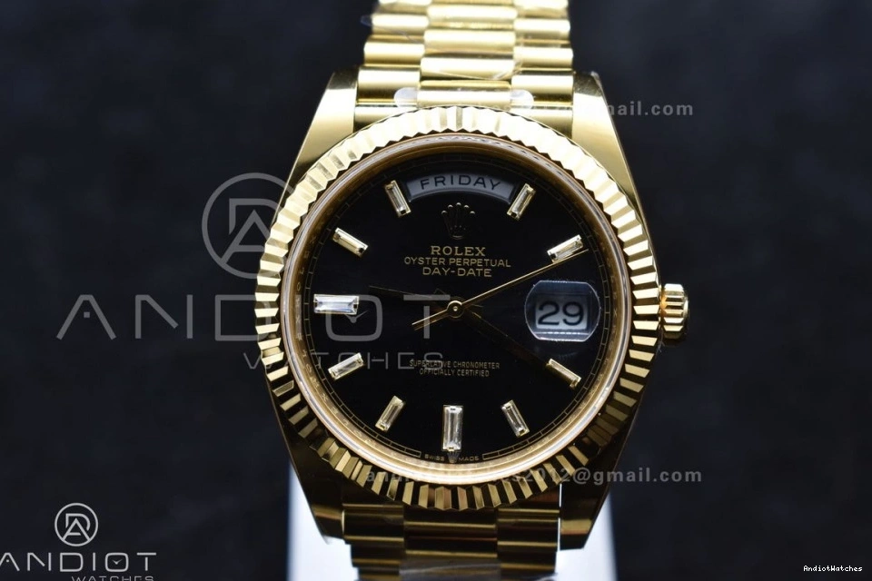 Soft 1:1 Date Bracelet ARF Weight) Crystal On President (Gain 656 Best YG Day Edition Black Dial 228238 VR3255 40 0228